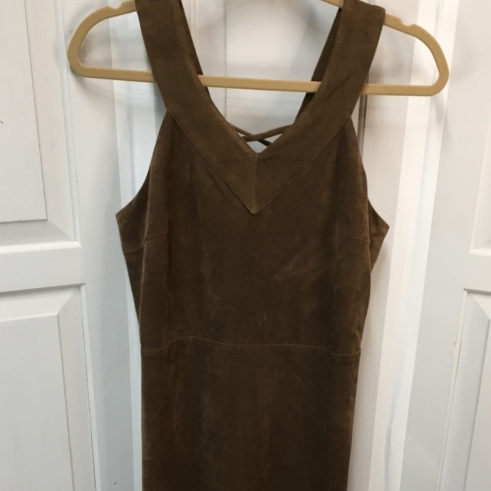 NWT JOA Elegant Brown Faux Suede Dress